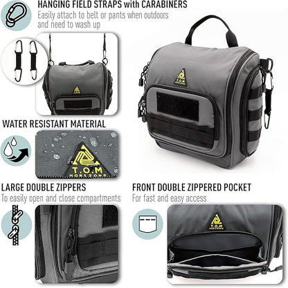Tactical Toiletry Bag for Men. Extra Large, Water Resistant, Heavy Duty, Hanging, Multiple compartments and Storage Options, Dopp Kit for Toiletry Accessories