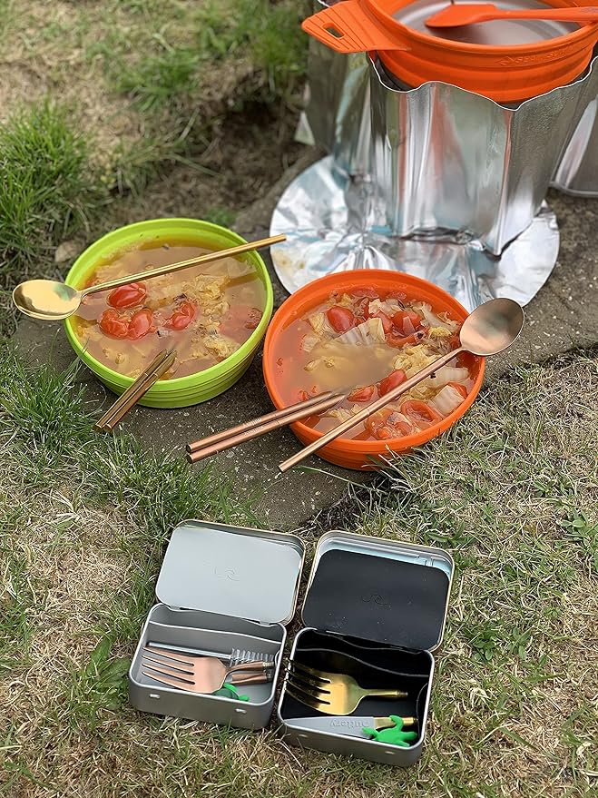 Outlery | Portable & Reusable Stainless Steel Travel Cutlery Set (Rose Gold) - Includes Travel Case for Easy Transport