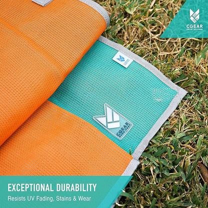 CGEAR RV Camping Mat, Sand Free Outdoor Reversible Rug for Campsite, Backyard, Patio, Deck, and Beach (Orange 8' x 11')