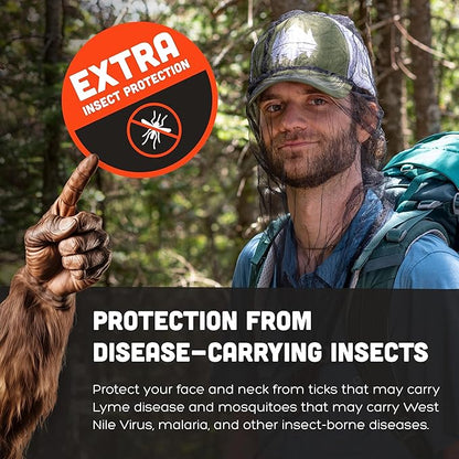Ben's InvisiNet Xtra with Insect Shield - Comfortable Bug-Repelling Net with Permethrin & Drop Neck Design - High-Visibility Head Net with Pull String Sack