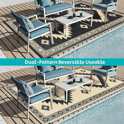 HEBE Outdoor Rug 5'x8' for Patios Clearance Waterproof Patio Mat Plastic Straw Rug Reversible RV Camping Tent Rug Outside Indoor Outdoor Area Rugs for RV,Deck,Beach,Balcony,Camper