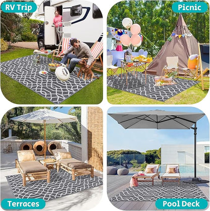 HEBE Outdoor Rug 5'x8' for Patios Waterproof Clearance Reversible Patio Mat Plastic Straw Rug RV Camping Mat Outside Area Rug Carpet for Camping RV,Porch,Deck,Balcony,Camper,Backyard