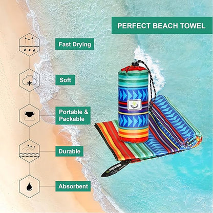 4Monster Microfiber Beach Towel Quick Dry,Super Absorbent Lightweight Travel Towel for Swimmers, Sand Free Camping Towel, Beach Towels for Pool, Swim, Water Sports,Yoga,Gym,Backpacking