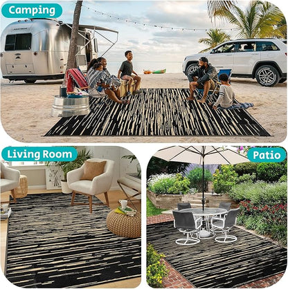 HEBE Outdoor Rug 8'x10' Waterproof for Patios Clearance, Reversible Plastic Straw Rug Camping Carpet, Indoor Outdoor Area Rugs Patio Mats for RV,Picnic,Backyard,Deck,Balcony,Porch