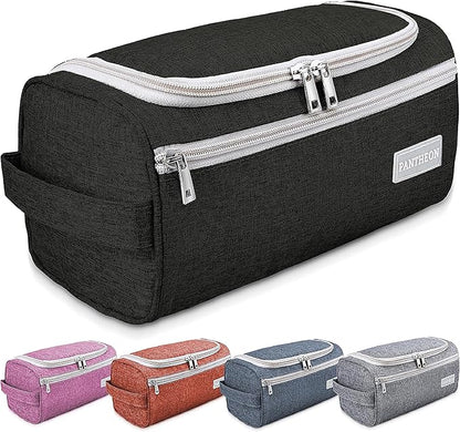 Pantheon Men's Toiletry Bag - Travel Toiletry Bag Wash Bag Hanging Dopp Kit Shaving Kit for Bathroom Shower - Mens Travel Bag Hanging Toiletry Organizer Toiletry Kit for Traveling (Black)