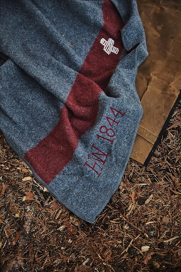 1844 Helko Werk Germany Swiss Army Mountaineer Blanket - 100% Fine Grade Australian Wool - 460 GSM Wool Warm and Durable Premium Quality Australian Made Includes Leather Carrier (Swiss Blanket) #F1150