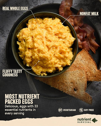 Nutrient Survival Vitamin Powdered Eggs Blend, Freeze Dried Prepper Supplies & Emergency Food Supply, 33 Essential Nutrients, Gluten Free, Shelf Stable Up to 25 Years, One Can, 70 Egg Equivalent