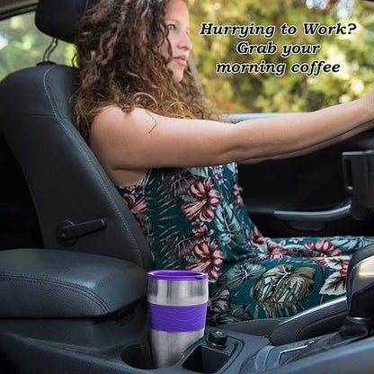 Mixpresso Personal Single-Serve Coffee Maker & 14oz Travel Mug, Drip Coffee Brewer & Tumbler, Auto Shut Off & Reusable Filter, Purple Coffee Maker Compatible with Coffee Grounds