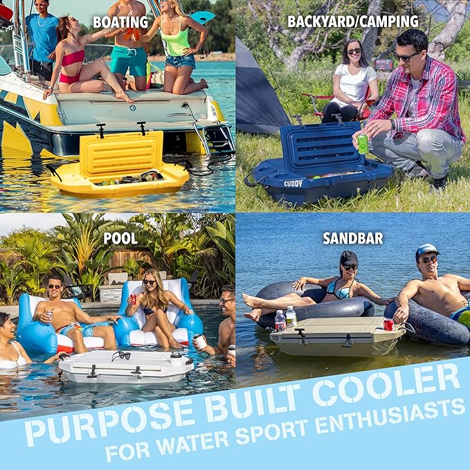 CUDDY Floating Cooler and Dry Storage Vessel for Land & Water – 40QT– Great for River, Beach, Kayak, Pool, & Lake - Multiple Color Options