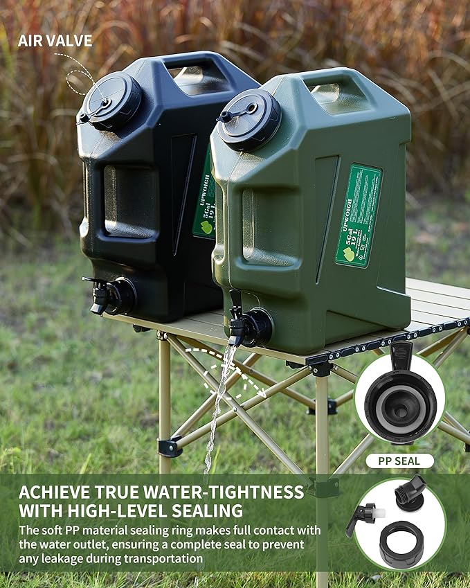 5 Gallon Water Jug, Camping Water Containers, Truly No Leakage Water Tank, Large Military Green Water Storage,BPA Free Portable Emergency Overlanding Gear for Outdoors&Hiking