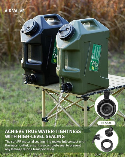 5 Gallon Water Jug, Camping Water Containers, Truly No Leakage Water Tank, Large Military Green Water Storage,BPA Free Portable Emergency Overlanding Gear for Outdoors&Hiking