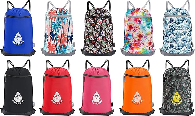 Skog Å Kust GymSak | Patented 2-in-1 Drawstring Cinch Bag with Removable Waterproof Dry Bag | Orange