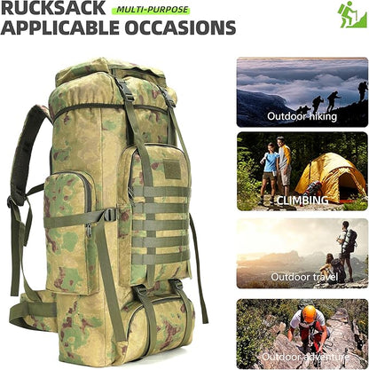 70L Camping Hiking Military Tactical Backpack Outdoor Water-Repellent Adjustable Sport Bags