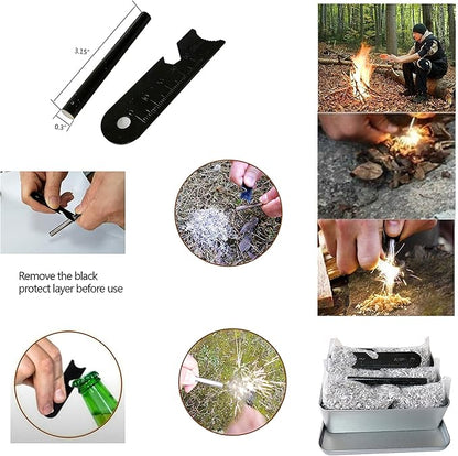 eGreen Emergency Ferro Rod Striker Magnesium 6 Bags Wax Jute Rope + Tin Box for Camping Hiking Bushcraft Survival Outdoor Gear