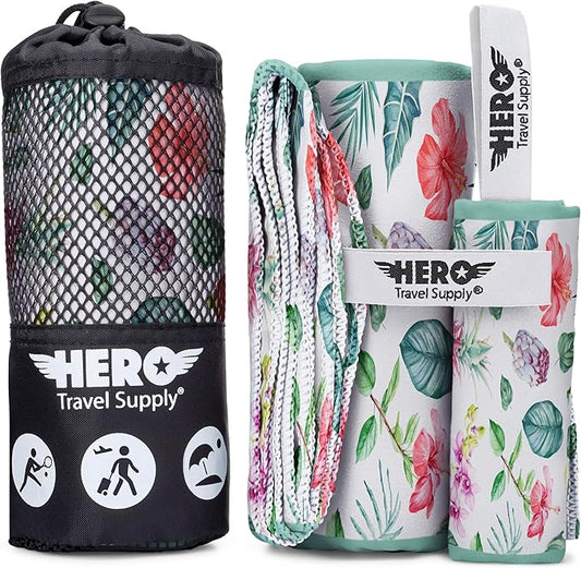 Hero Microfiber Towel for Travel, Camping, Beach, Gym – 24” X 48” (Includes Bonus Washcloth)