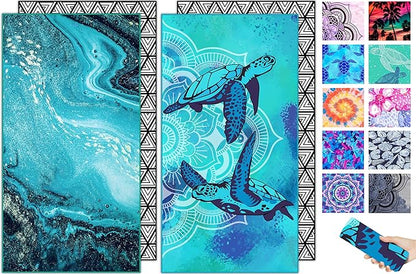Microfiber Quick Dry Beach Towel – Lightweight Sand Free Oversized X-Large Towel Accessories Travel Must Have Swim Pool Yoga Camping Gear Summer Cruise Ship Compact Sandproof Gift Turtlelife Galaxy