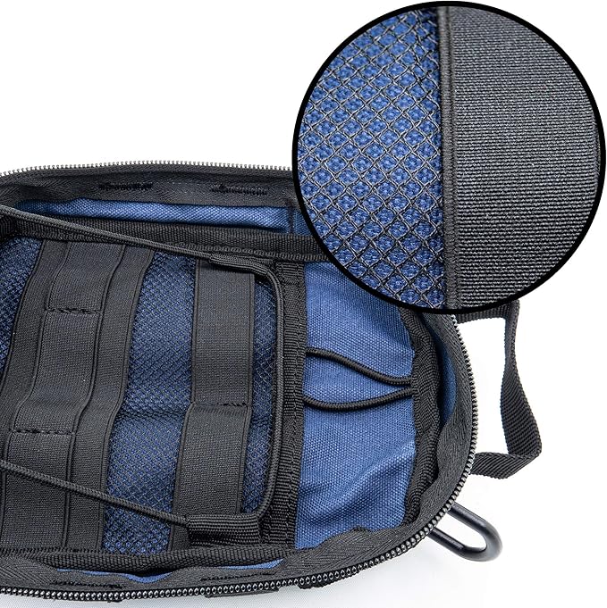 LINE2design First Aid (Ifak) Pouch EMS Bag - EMT Emergency Medical Trauma Pack Bags Tactical EDC Rescue Utility Gear IFAK Bags for Hiking Stop Bleeding Includes USA Patch - Navy