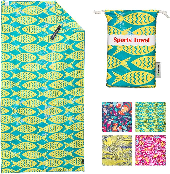 4Monster Microfiber Beach Towel Quick Dry,Super Absorbent Lightweight Travel Towel for Swimmers, Sand Free Camping Towel, Beach Towels for Pool, Swim, Water Sports,Yoga,Gym,Backpacking
