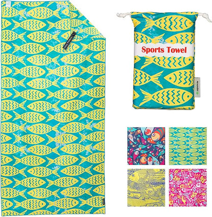 4Monster Microfiber Beach Towel Quick Dry,Super Absorbent Lightweight Travel Towel for Swimmers, Sand Free Camping Towel, Beach Towels for Pool, Swim, Water Sports,Yoga,Gym,Backpacking