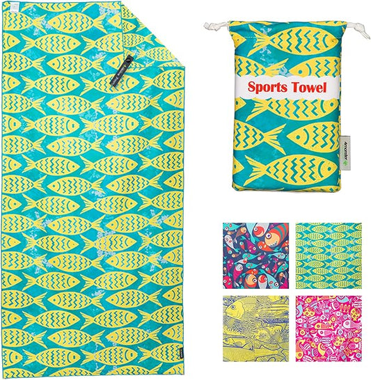 4Monster Microfiber Beach Towel Quick Dry,Super Absorbent Lightweight Travel Towel for Swimmers, Sand Free Camping Towel, Beach Towels for Pool, Swim, Water Sports,Yoga,Gym,Backpacking