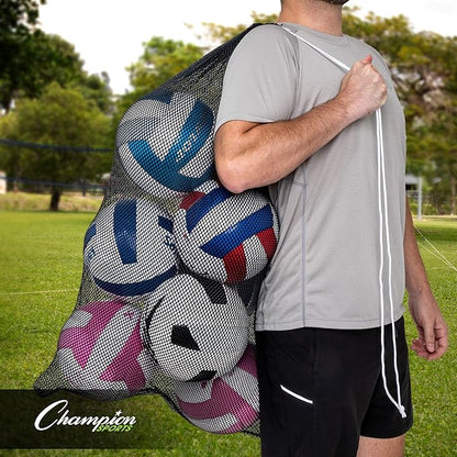 Champion Sports Mesh Equipment Bag – Heavy-Duty Nylon Drawstring Bag with Lock & ID Tag, Breathable Storage Sack for Balls, Swim Gear, Laundry & Toys, Multiple Sizes & Colors