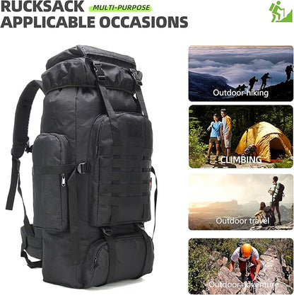 70L Camping Hiking Military Tactical Backpack Outdoor Water-Repellent Adjustable Sport Bags