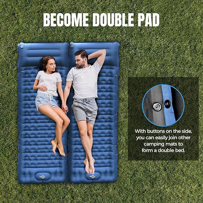 Camping Sleeping Pad, 6.8'' Extra Thickness Reinforced Sleeping Pad for Camping with Pillow Built-in Foot Pump, 79 * 28IN Ultralight Self Inflating Air Mattress Mat for Backpacking Hiking Tent