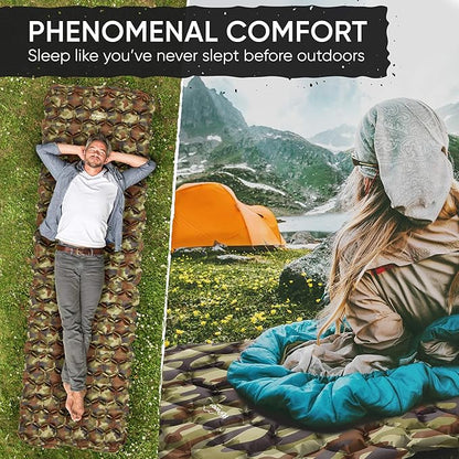POWERLIX Ultralight Sleeping Pad for Camping with Inflating Bag, Carry Bag, Repair Kit – Compact Lightweight Camping Mat, Outdoor Backpacking Hiking Traveling Airpad Camping Air Mattress