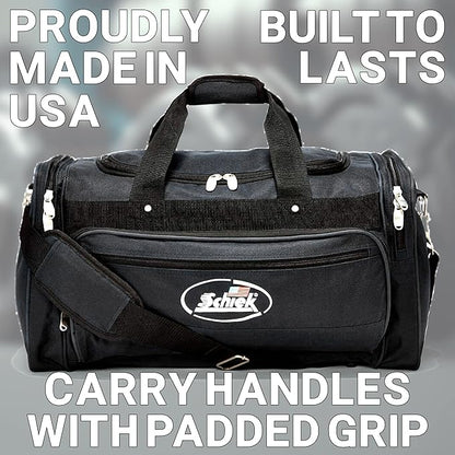Schiek Sports Deluxe Gym Bag - Nylon Fabric Workout Bag with Adjustable Shoulder Strap