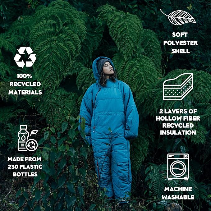 Selk'bag Original Wearable Sleeping Bag - Outdoor & Indoor Sleeping Bags - Sleeping Bag Suit - Temp Rating 35 to 44 Degrees F