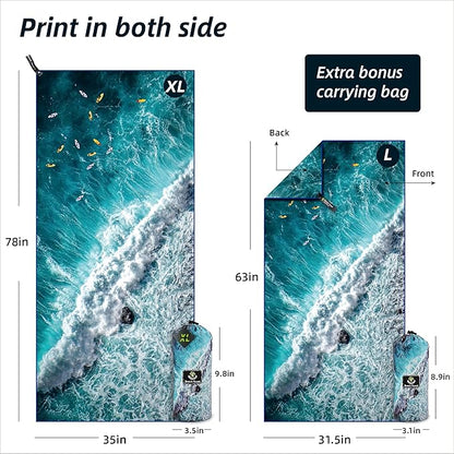 4Monster Microfiber Beach Towel Quick Dry,Super Absorbent Lightweight Travel Towel for Swimmers, Sand Free Camping Towel, Beach Towels for Pool, Swim, Water Sports,Yoga,Gym,Backpacking