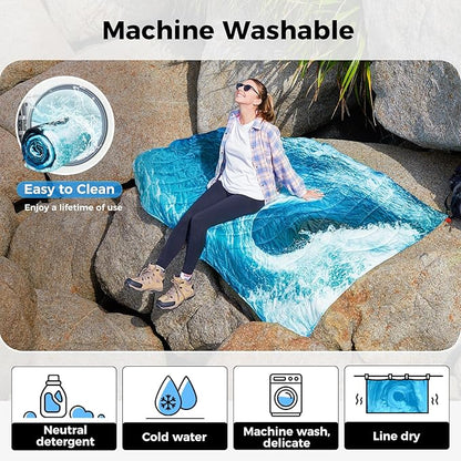 KingCamp Lightweight Camping Blanket - Down Alternative Puffy Printed Camping Quilt - Portable for Travel, Picnic, Hiking, Stadium, Airplane - 79" x 57" (Sunrise)