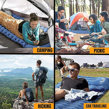Sleeping Pad Ultralight Inflatable Sleeping Pad for Camping, 77''X27'', Built-in Pump, Ultimate for Camping, Hiking - Airpad, Carry Bag, Waterproof - Compact & Lightweight Air Mattress