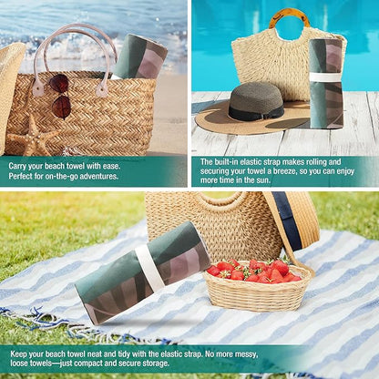 HYSEAS Lightweight Ultra-Thin Beach Towel, Oversized Adult 63"X35" - Sand Free, Quick Dry, Ideal for Swimming, Beach, Travel, Camping, Essential Beach Accessory & Vacation Gift, Tropical Rainforest