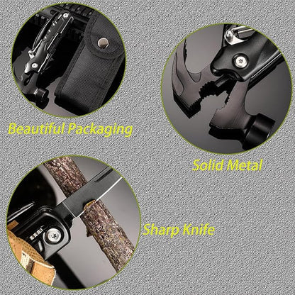 Gifts for Men 12 in 1 Hammer Multitool Pliers Bottle Opener Screwdrivers,Camping Accessories Survival Multi Tools for Hiking Outdoor for Adults Him Boyfriend Husband Grandpa Women Birthday