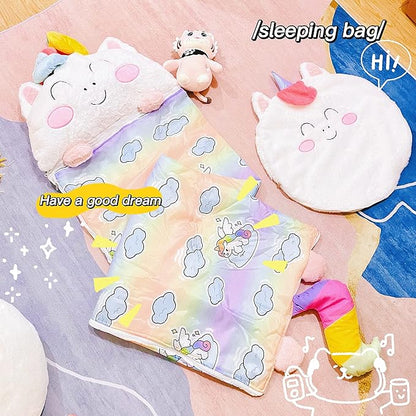 Happy Kids Sleeping Bag, Animal Bags, Sleepy Sack, Comfy, Cozy, Compact, Sleeping Bag with Pillow, Soft Pillow, Nap Mat, Wram Plush with Cotton, Slumber Bag