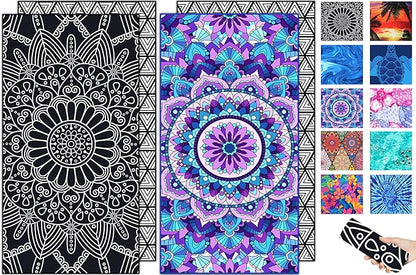 Microfiber Beach Towel–Quick Dry Lightweight Sand Free Oversized Large Towel Accessories Travel Must Swim Pool Yoga Camping Summer Cruise Ship Essentials Compact Sandproof Gift Mandala Series(71" 32")