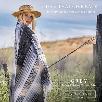 Benevolence LA Authentic Handwoven Mexican Blanket, Yoga Blanket - Perfect Outdoor Picnic Blanket, Beach Blanket, Camping Blanket, Equestrian Saddle Blanket, Serape Blanket 50x70 inches - 1 Blanket