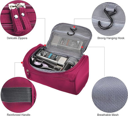 Vercord Mens Toiletry Bag Wash Travel Small Shaving Dop Kit Shower Bathroom Ditty Hygiene Bag Burgundy