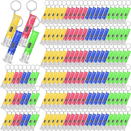 Jexine 150 Pcs Mini Flashlight Keychain, Assorted Colors Portable LED Flashlight, Colored Handheld Plastic Keychain Flashlights, LED Key Chains for Halloween Hiking Camping Cycling Party Favors
