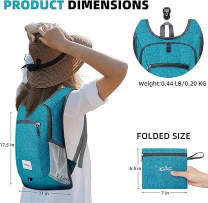 Hiking Backpack 15L Small Travel Backpack Lightweight Daypack Foldable Hiking Backpack Packable Camping Hiking Backpack for Women Men (Teal Blue)