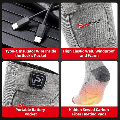 PROSmart Heated Socks Rechargeable Electric Sock - Battery Operated Thermal Warming Socks for Men & Women Suitable for Outdoor Hunting Cold Winter Skiing Camping
