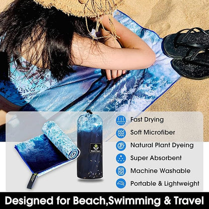 4Monster Microfiber Beach Towel Quick Dry,Super Absorbent Lightweight Travel Towel for Swimmers, Sand Free Camping Towel, Beach Towels for Pool, Swim, Water Sports,Yoga,Gym,Backpacking