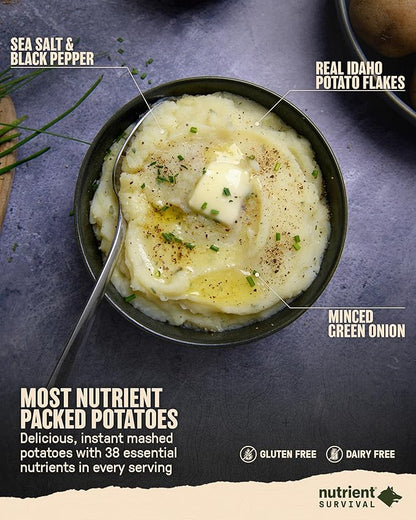 Nutrient Survival Potato Flakes, Powdered Vitamin Potato (30 Servings) for Mashed Potatoes, Soups, Emergency Food Supply & Camping Supplies, 38 Nutrients, Shelf Stable Up to 25 Years, One Can