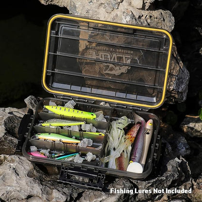 RUNCL Fishing Tackle Box, Unique Sun Protection Waterproof 3600 3700 Tray, Thicker Floating Airtight Stowaway with Adjustable Dividers for Freshwater Saltwater, Plastic Storage Box 1/2Pack