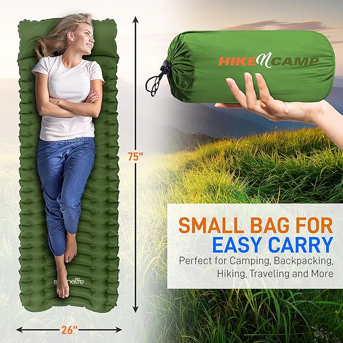Backpacking Air Mattress Sleeping Pad - Self Inflating Waterproof Lightweight Sleep Pad Inflatable Camping Sleeping Mat w/Carrying Bag