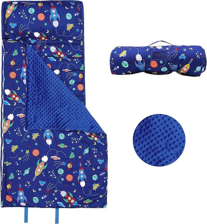 Kids Sleeping Bag Nap Mat with Removable Pillow and Blanket,Extra Thick Large 2 in 1 Slumber Bags for Boys Girls,Toddler Nap Mat for Preschool Daycare Travel Camping
