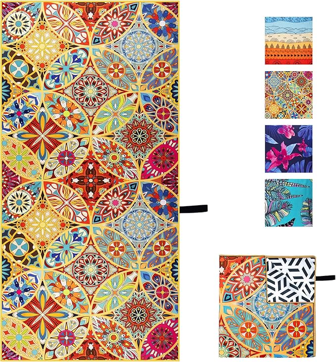 OCOOPA Microfiber Beach Towel Fast Drying, Extra Large 71" x 32" Sand Free Beach Towel Super Lightweight Towels for Swimming Pool, Camping, Picnic, Yoga Gym Sports