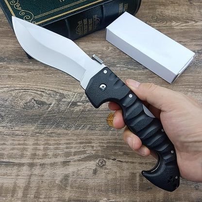 10.4in Unisex Adult Lockback Folding Knife - Tri-Ad Lock Pocket Knife with AUS8 Steel blade and Nylon Glass Fiber Handle，Thumb Plate and Belt Clip, for EDC Camping Hunting Survival