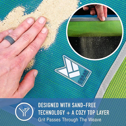 CGEAR RV Camping Mat, Sand Free Outdoor Reversible Rug for Campsite, Backyard, Patio, Deck, and Beach (Blue/Green, 8' x 14')
